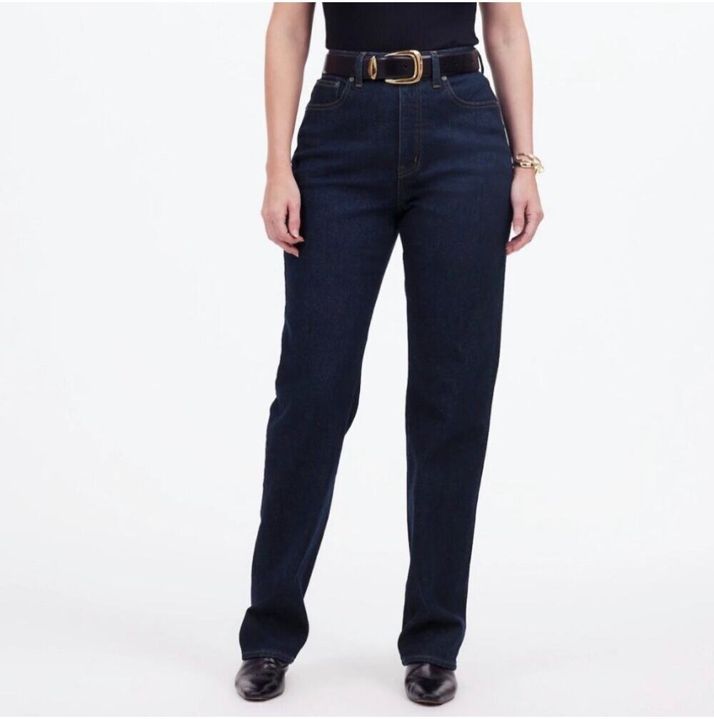 Madewell Jeans Womens 31 Blue Curvy 90s Straight Leg Norman Dark Wash Stretch